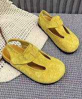 Yellow Flats Suede Comfy Hollow Out Flat Shoes