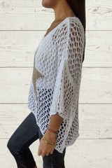 Five-star Round Neck Loose Knitted Cover-up Top