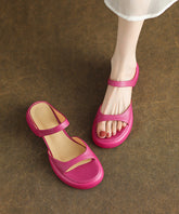 Rose Chunky Cowhide Leather Chic Splicing Slide Sandals