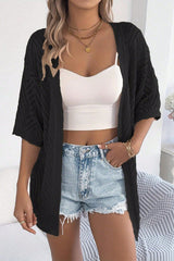 Solid Color Loose Short-sleeved Casual Knitted Cover-up