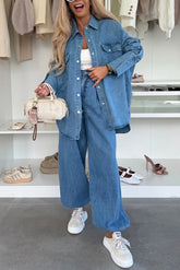 Denim High Rise Elastic Waist Pocket Loose Lantern Jeans