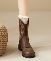 New Brown Embroidered Retro Splicing Chelsea Boots