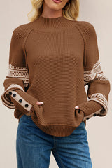 Color-blocked Loose Long-sleeved Knit Sweater