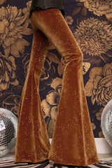 Velvet High-waisted Draped Casual Flared Pants