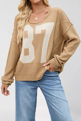 Digital Jacquard Loose Long-sleeved Knit Sweater