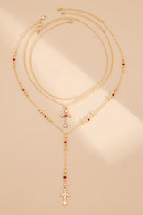 Diamond Cross Chain Elegant Multi-layered Necklace