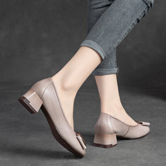 Spring Summer Retro Leather Wedge Casual Shoes