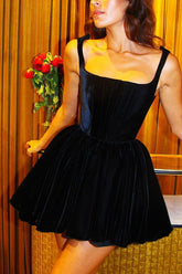 Velvet Suspender Slim Mini Dress