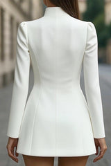 Stand Collar Single-Breasted Slim Fit Formal Mini Dress
