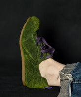 Green Suede Splicing Casual Flats Lace Up