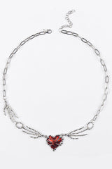 Halloween Punk Style Skull Heart-shaped Pendant Necklace