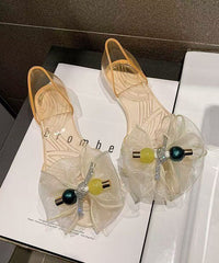 Black Bow Splicing Clear Sandals Peep Toe