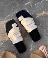 Summer New White Toe Flat Wrinkled Slippers
