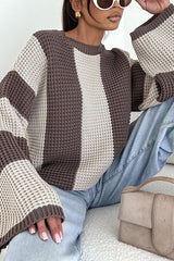 Colorblock Loose Long-sleeved Casual Knitted Sweater