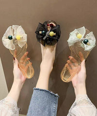 Black Bow Splicing Clear Sandals Peep Toe