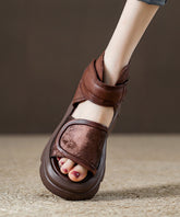 Retro Chocolate Splicing Platform Sandals Peep Toe