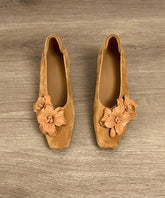 Caramel Wedge Heels Shoes Suede Chic Splicing Floral