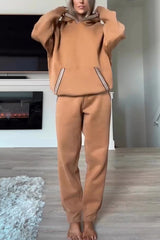 Tasman Braid Trim Kangaroo Pocket Hooded Sweatshirt and Elastic Waist Jogger Pants Set