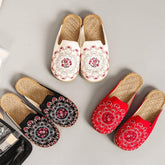 Embroidered Casual Flats Home Slippers