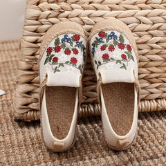 Retro Floral Embroidery Linen Casual Shoes