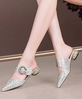 Versatile Silver Nail Bead Zircon Pointed Slide Sandals