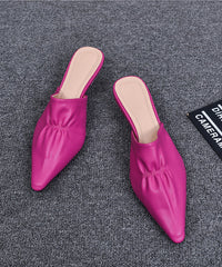 Rose Chunky Heels Slide Sandals Pointed Toe