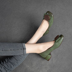 Spring Summer Retro Leather Wedge Casual Shoes