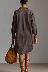 Embroidered Loose Suede Long-sleeved Casual Mini Dress