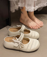 Beige Knit Breathable Splicing Nail Bead Platform Slide Sandals