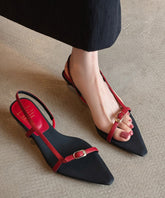 Red Splicing Kitten Sandals Pointed Toe Peep Toe