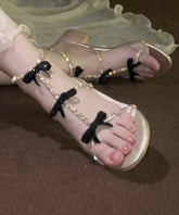 Stylish Chunky Heel Sandals Bow Zircon Peep Toe