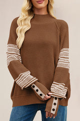 Color-blocked Loose Long-sleeved Knit Sweater