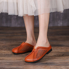 Summer Hollow Leather Casual Slippers