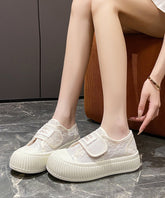 Casual Comfy Beige Breathable Mesh Splicing Flats
