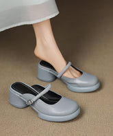 Blue Chunky Sheepskin Simple Splicing Slide Sandals