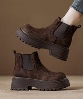 Elegant Splicing Comfy Platform Boots Coffee Suede