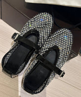 Chic White Zircon Buckle Strap Hollow Out Flat Shoes