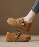 Light Camel Suede Platform Haken Shoes