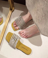 Yellow Zircon Splicing Slide Sandals Peep Toe