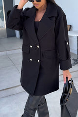 Lapel Double-breasted Loose Coat