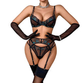 AVELINE 2025 Premium Floral Embroidery Underwear Perspective Gathering Slimming Five Piece Set