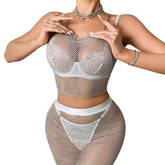 AVELINE Summer Lace Mesh Underwear Bar socialite Party Underwear 4-piece Set