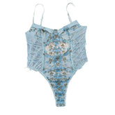 Cute Backless Tight-fitting Flirtatious Temptation Lingerie Butterfly Embroidery Versatile Mesh Straps Jumpsuit Camisole