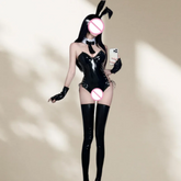 Dark and Bunny Girl Savage Outfit Small-breasted Queen Nightclub Uniform Patent Leather Clothing Erotic Lingerie