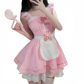 Flirtatious Cute Suspender Dress Temptation Skirt Sleeveless Uniform Sweet and Lovely Plaid Maid Little Maid Lingerie Dating Set