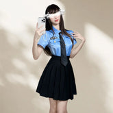 Cute Sweet Gentle Lingerie Uniform Seducing PolicePleated Short Skirt Passionate Secretary Role-playing Set