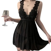 Skirt Summer Seductive Temptation Lace Purple Waist-cinching Nightgown Sheer Deep V Backless Lingerie Seduction Set