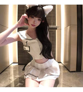 Lingerie with A Playful and Vibe Academic JK Set Pure and Seductive White Student Uniform Navy Uniform Tempting