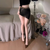 Perspective Silky Smooth Shiny Leopard Print Horse Oil Wrap Skirt Tight Short Skirt No Take Off Lingerie