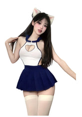 Seductive Daring Erotic Lingerie Ultra-short Backless Pure Desire Schoolgirl Student Uniform Seduction Role-playing Set